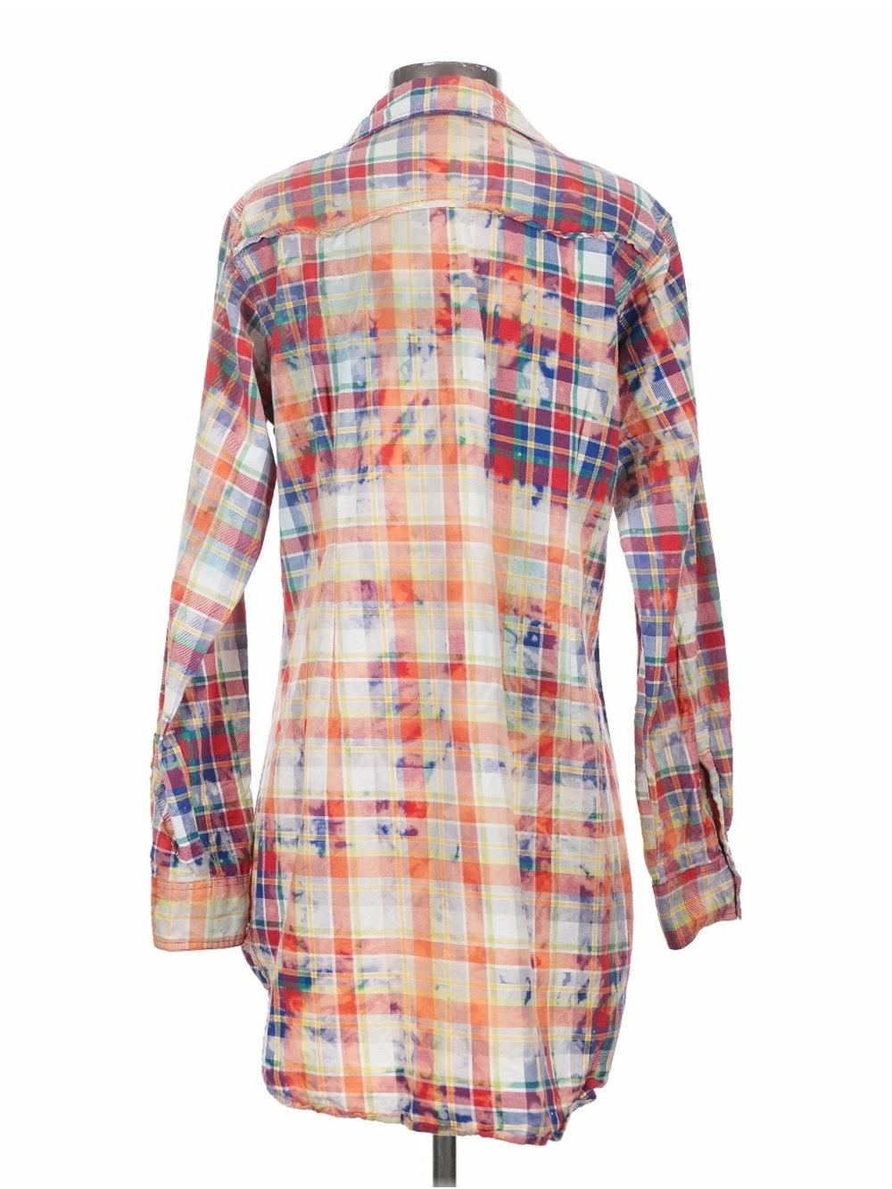 A Rare Bird Women’s Plaid Midi Shirt Dress Bleach Distressing Rhinestones Small - Picture 2 of 9